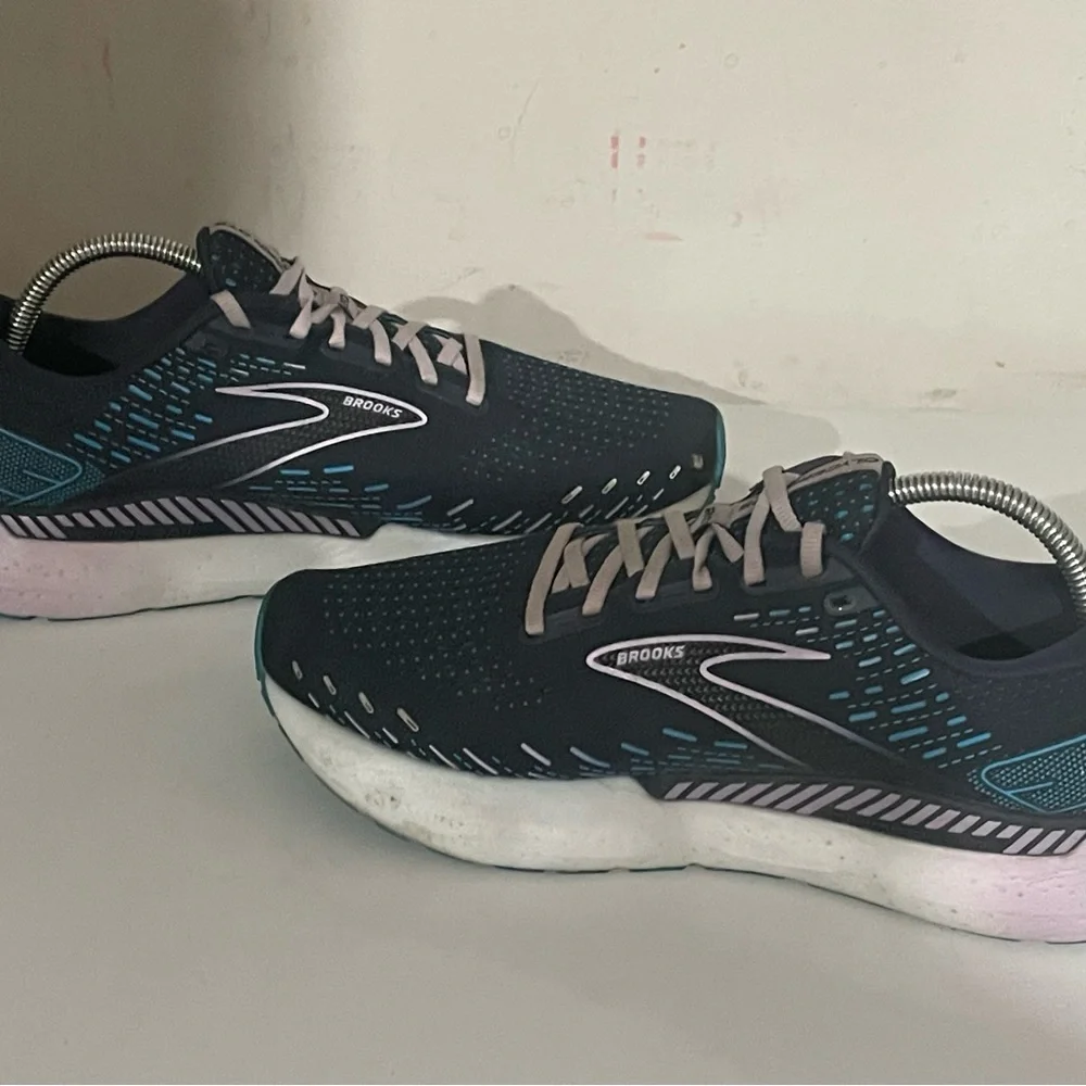 Brooks Glycerin GTS 20 Mens 11 Road Running Shoes Black Blue Sneakers